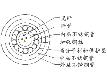 传感系统专用光缆（细圆钢丝铠装型）（GYXTG3YGG